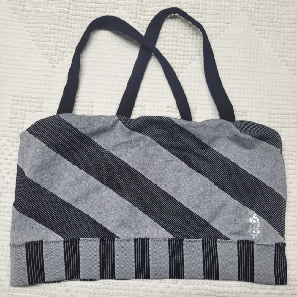 Free People Movement Black And Gray Stripes Sports Bra, Size M/L